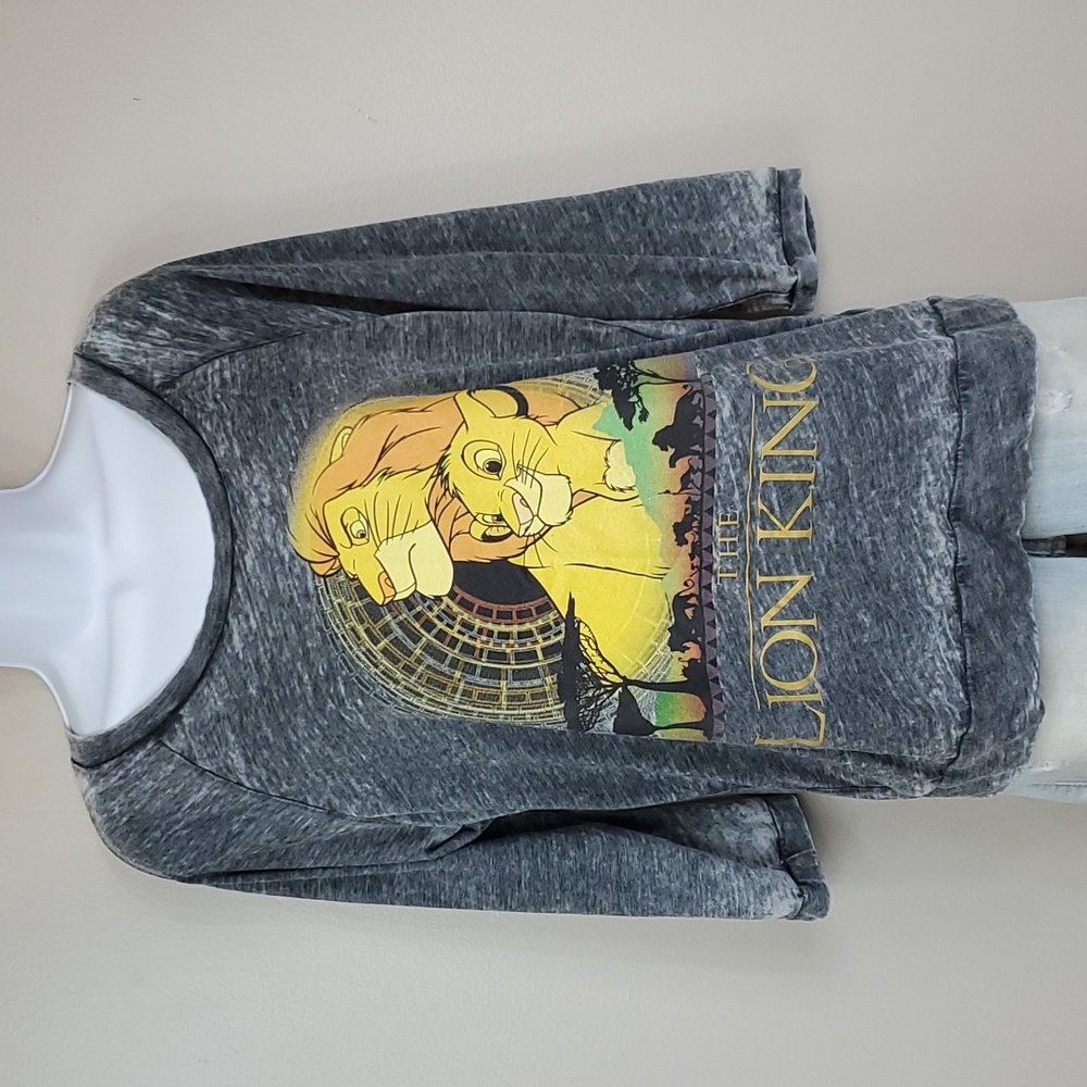 Disney Lion King Women's Dark Gray 3/4 Length Sleeve Burnout Top